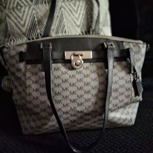Michael Kors Black and Gray Monogram Tote
